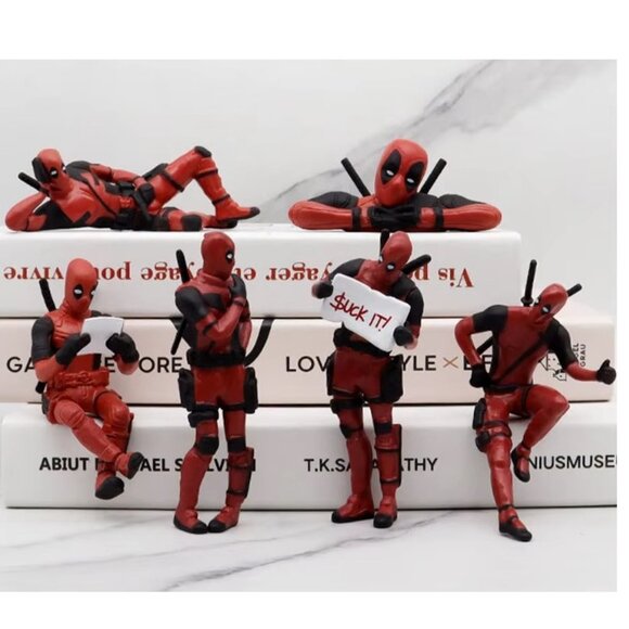 Deadpool 6 Piece Mini Figure Set Marvel Action Poses Desk Display - Picture 3 of 10